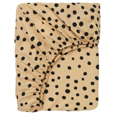 Fitted sheet, SANDLÖPARE, beige, spotted, elastic edges, cotton blend.