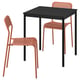 SANDSBERG Table and 2 chairs, black black/red-brown, 67x67 cm
