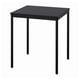 A sandberg table, black with a square top and metal legs.