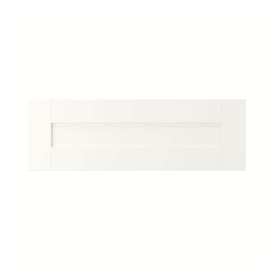 SANNIDAL white drawer front, classic design, particleboard & fibreboard, horizontal rectangular shape.