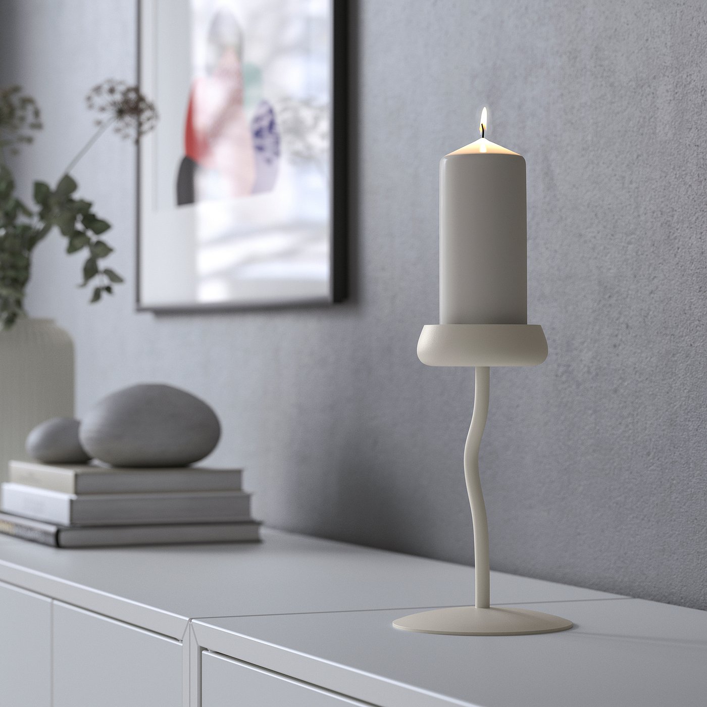 SILVERPÄRON pillar candle holder, white, 20 cm - IKEA Latvia