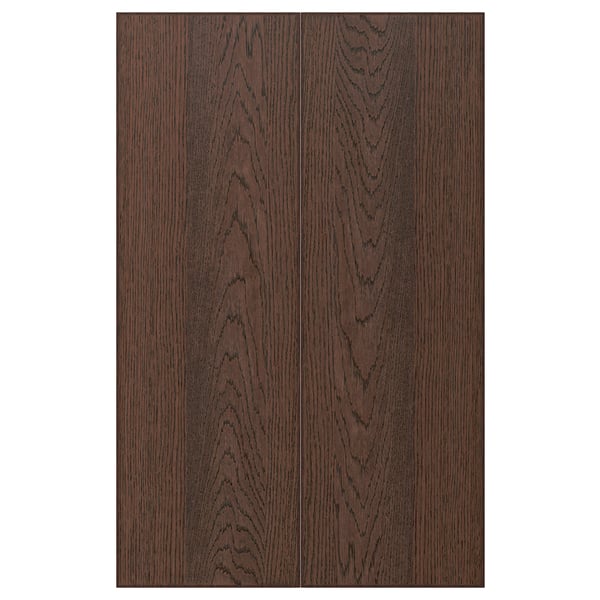 Dark oak wood panel with vertical grain.