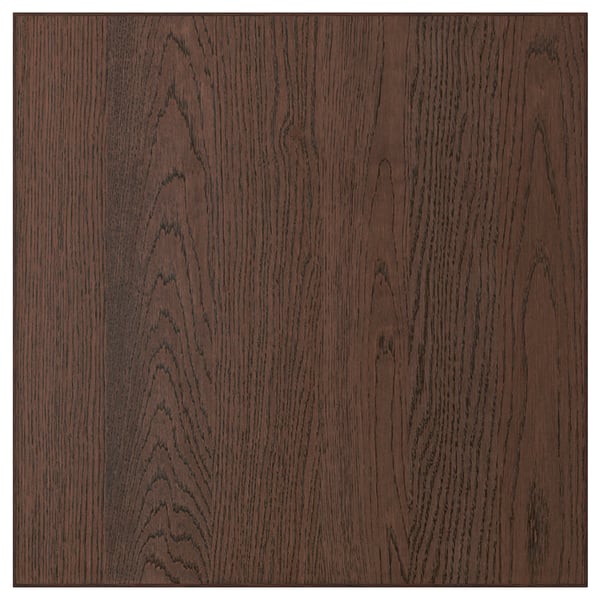 Dark brown oak wood panel, square shape, natural grain texture, modern design.