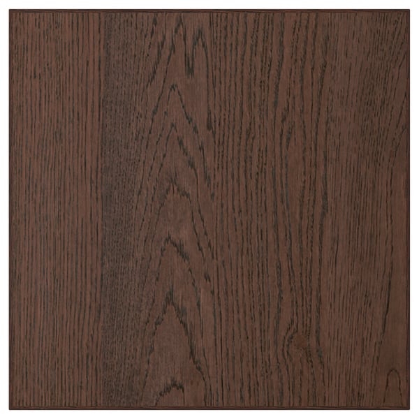 Dark brown wooden panel with visible grain. Square shape. Made from oak veneer.