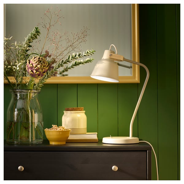 SJÖMAKT Desk lamp, beige/ash