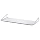 A white SKÅDIS wall shelf, featuring a minimalist design with metal hooks for easy wall attachment.