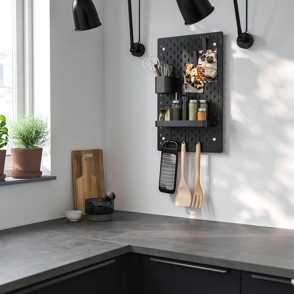 SKÅDIS Pegboard combination, black, 36x56 cm