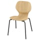 A SKÅLSTA chair with a light wood seat and black metal legs. It has a sleek, curved design and is great for various spaces.