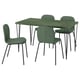 SKÅLSTA Table and 4 chairs, dark grey-green marble effect hairpin black-grey/Knäbäck grey-green tubular metal/black-grey, 140x80 cm