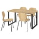 SKÅLSTA Table and 4 chairs, oak effect U-shaped black-grey/oak veneer tubular metal/black-grey, 140x80 cm