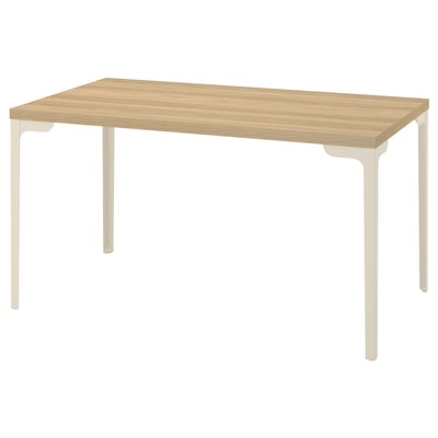 SKÅLSTA table. Light wood top, cream legs. Rectangular, simple design.