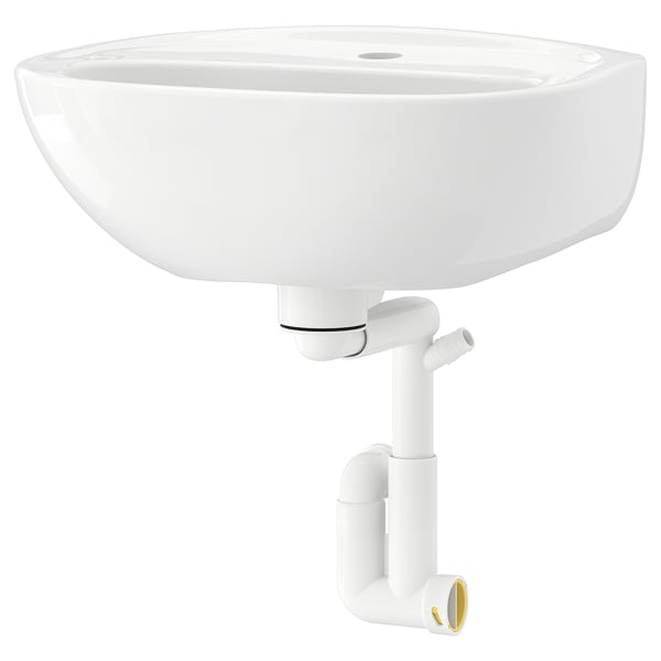 SKATSJÖN white rounded wall-mounted sink, small & deep, with minimalistic design.