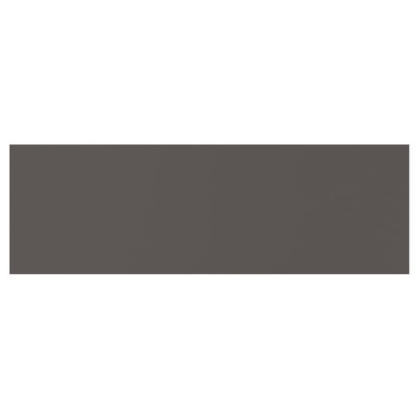 Rectangular, dark grey, flat platsa door made of particleboard and plastic edging, fitting neatly within any decor.