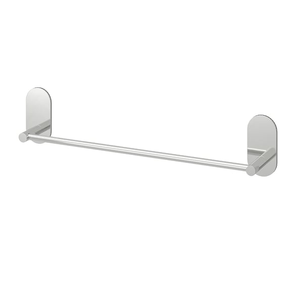 SKOGHALL wall-mounted towel rail in chrome, simple design, self-adhesive attachment.