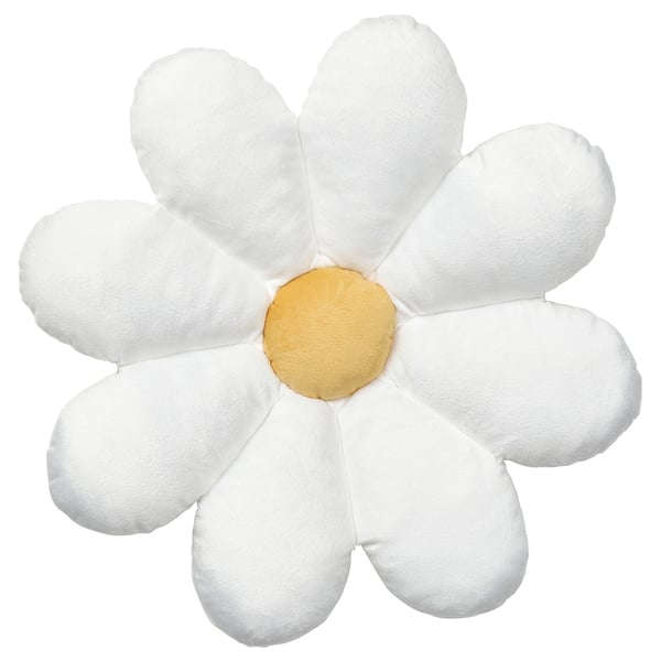 SKOGSDUVA pillow, white, soft, flower-shaped, plush, childrens decor.