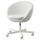 SKRUVSTA white office chair, round, padded, on wheels.