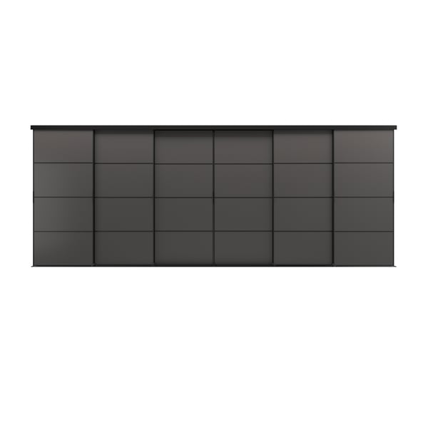 SKYTTA black rectangular cabinet with multiple compartments. Aluminium frame, fiberboard panels, sleek modern design.