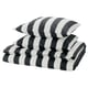 A SLÅNHÖSTMAL striped duvet & pillow set in black/white, cotton & viscose, rectangular with envelope closures.