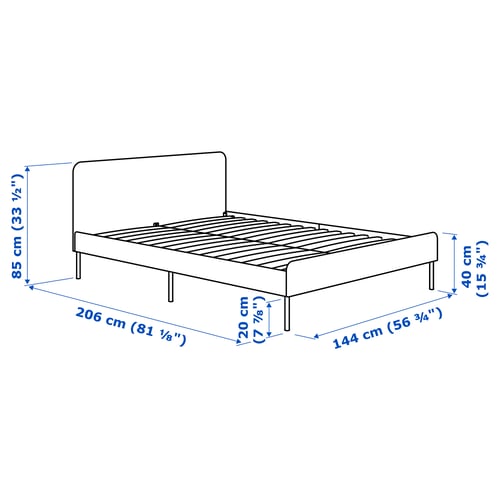 Illustration with measurements for the product: SLATTUM.