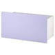 A white box with light purple drawer, rectangular and simple.