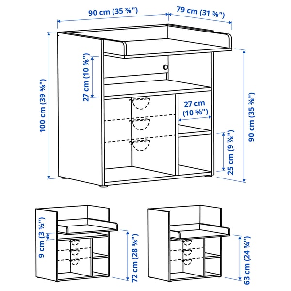 Illustration with measurements for the product: SMÅSTAD.