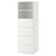 White SMÅSTAD wardrobe with drawers and shelves, modern minimalist design.