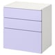 A light purple SMÅSTAD chest of drawers with three drawers, ideal for small spaces and children.