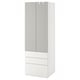 SMÅSTAD wardrobe, white, tall and slim with drawers, ideal for kids, soft-closing doors.
