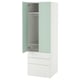 A SMÅSTAD wardrobe in white and mint green. It has drawers and shelves with a modern design.