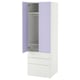 A white and lavender SMÅSTAD wardrobe with drawers. It has a modern design, soft-close doors, and adjustable shelves inside.
