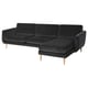 SMEDSTORP grey velvet l-shaped sofa, retro style, soft cushions, wooden legs.