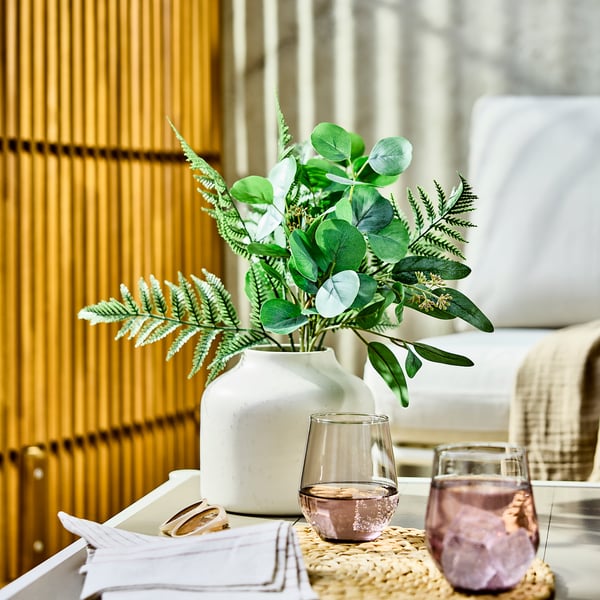 SMYCKA Artificial bouquet, in/outdoor eucalyptus/green, 40 cm