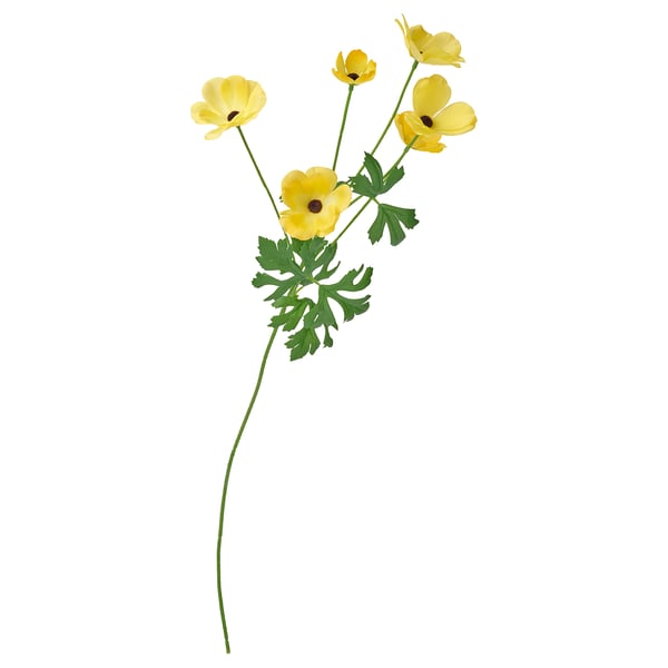 SMYCKA yellow artificial flower; bright, 3-petal design; made from recycled plastic materials.
