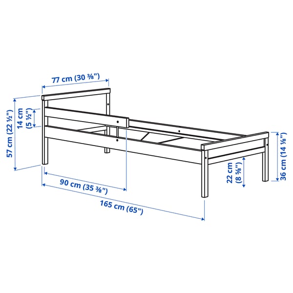 SNIGLAR Bed frame and guard rail, beech, 70x160 cm