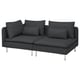 This image an ikea SÖDERHAMN sofa in dark grey, with a low, comfortable design and loose back cushions.