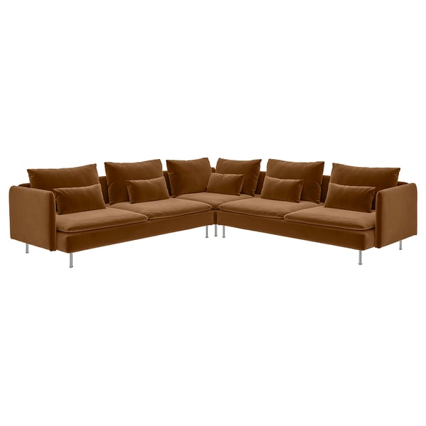 SÖDERHAMN Corner sofa, 6-seat, Alhamn dark yellow-brown
