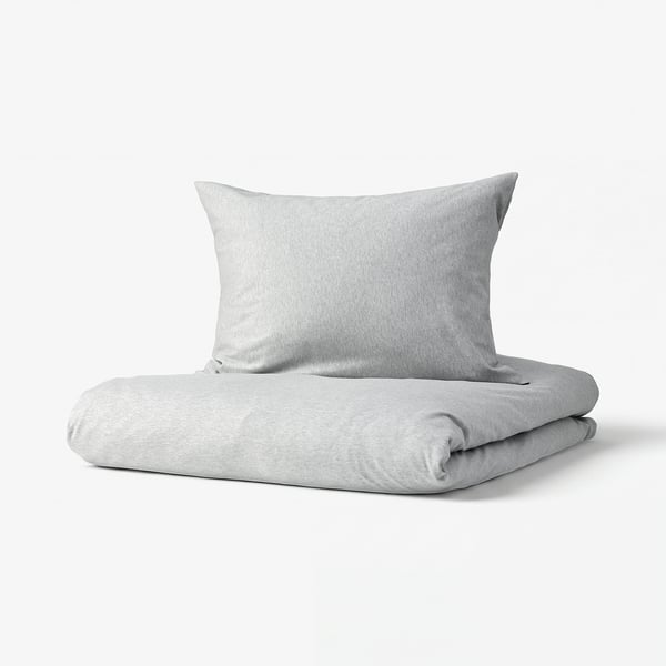 SPJUTVIAL Duvet cover and 2 pillowcases, light grey/mélange, 200x200/50x60 cm
