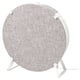 A round grey and white STARKVIND air purifier on a white stand. Modern design with a fabric cover and integrated handle.