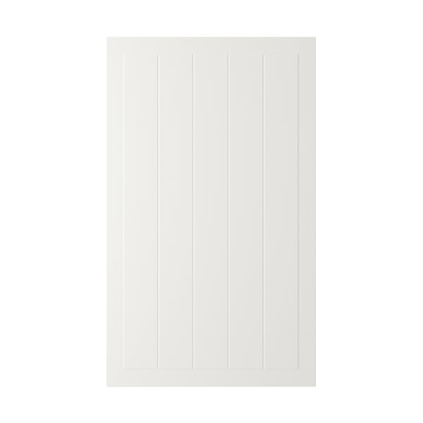 STENSUND white cabinet door. Square, grooved panel design. Made from fiberboard and polyurethane paint.