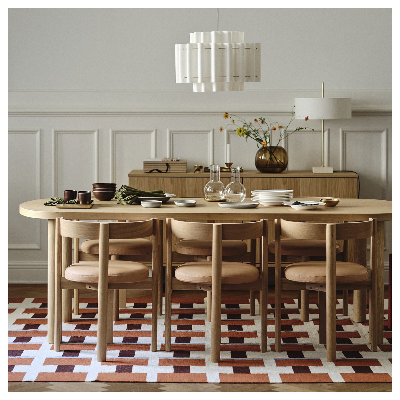 STOCKHOLM 2025 rug, flatwoven, white/brown/light blue handwoven