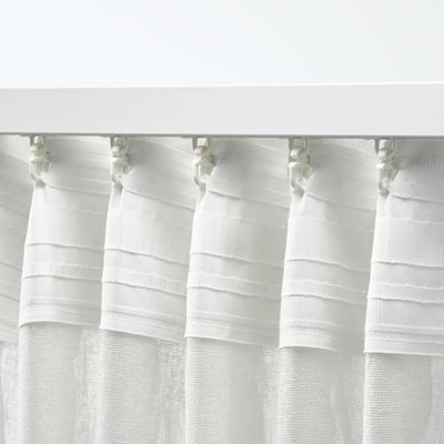 STOCKHOLM 2025 Sheer curtain, 1 piece, off-white/with heading tape, 300x300 cm