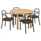 Round oak dining set with 4 chairs, modern scandinavian design.