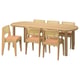 The STOCKHOLM 2025 set a light oak table and six matching chairs with woven backs and peach-colored seats.