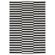 Black and white striped STOCKHOLM rug, handwoven wool, rectangular, flat weave.