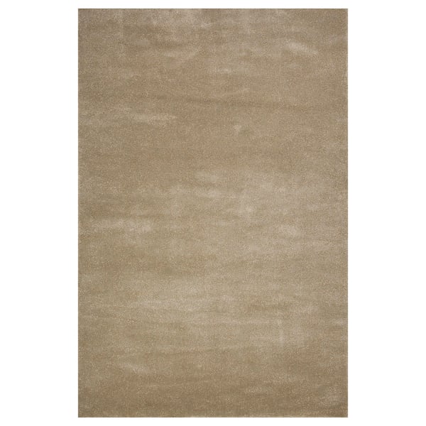 A beige STOENSE area rug with a soft, thick pile and a subtle sheen.