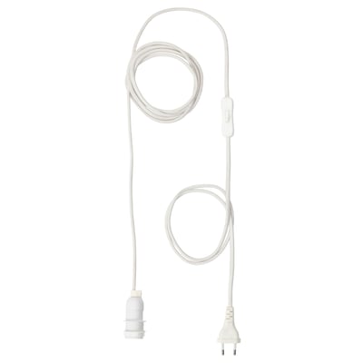 STRÅLA cord set, white, plastic, coiled, minimalist design.