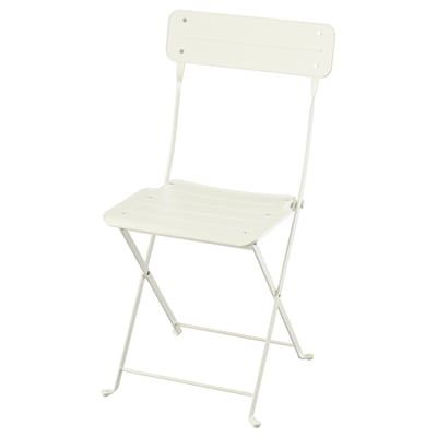 SUNDSÖ white folding chair, steel, compact