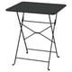 A black SUNDSÖ folding outdoor table with a square top and metal legs designed for small spaces.