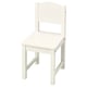 A white SUNDVIK kids chair made of solid pine with a smooth finish, featuring a simple rectangular shape and classic design.
