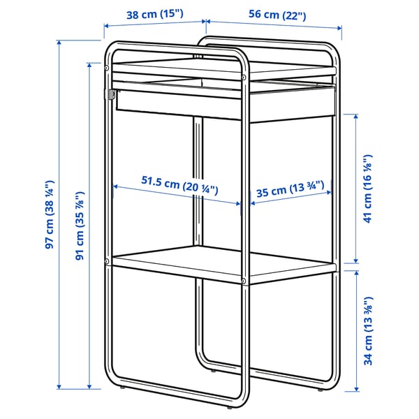 Illustration with measurements for the product: SUNNERSTA.